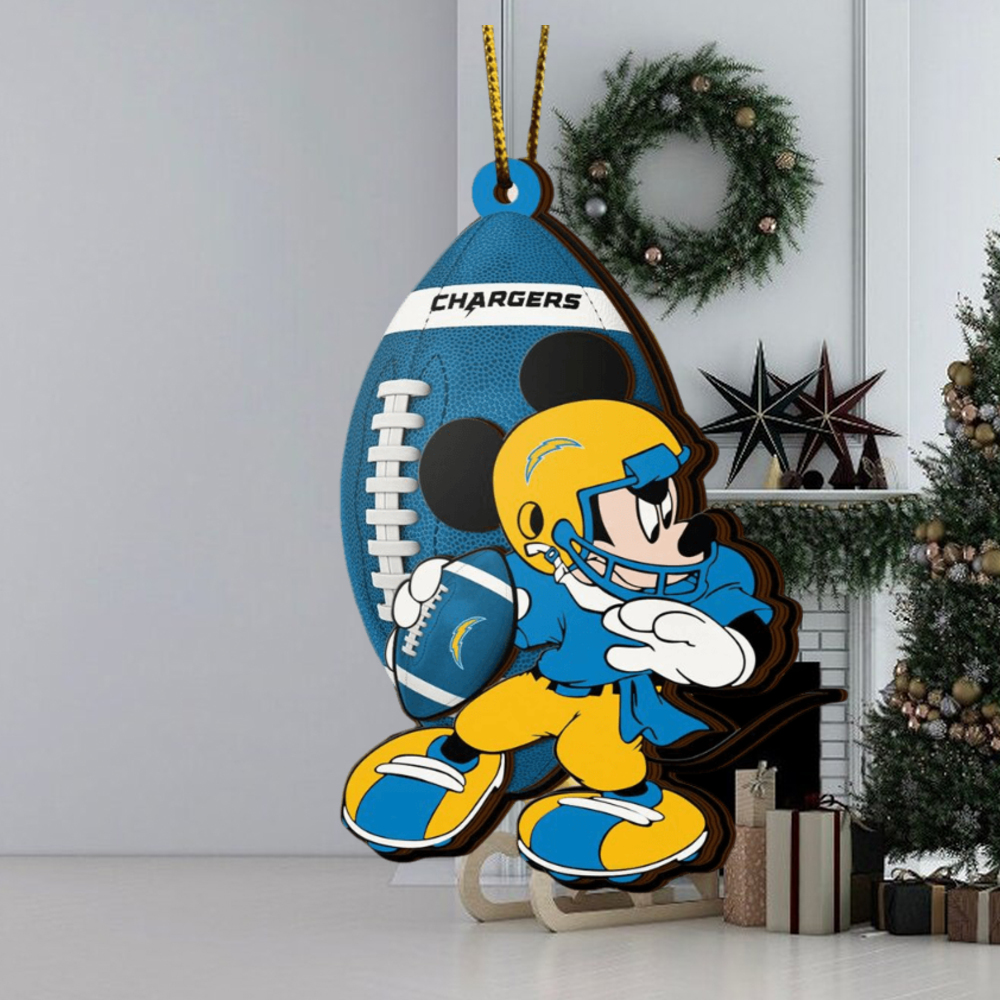 NFL Los Angeles Chargers Mickey Mouse Christmas Ornament Teejeep