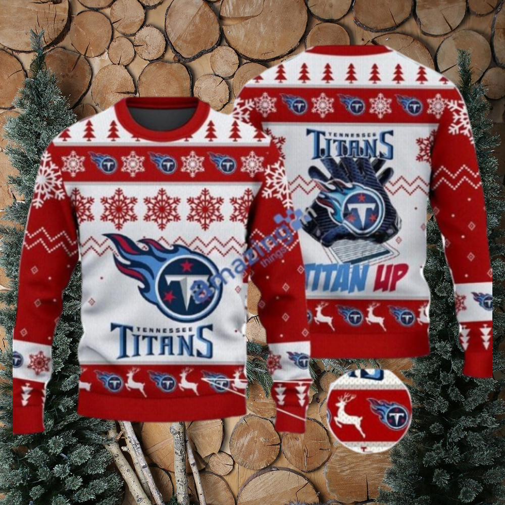 Tennessee Titans Fans Logo Snowflake Pattern Ugly Christmas Sweater Red