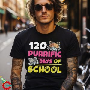 1st Grade 120 Days of School Cat Shirt Teacher Kids Long Sleeve T Shirt