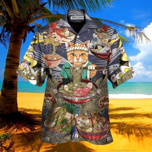 Cat Eating Ramen Lovely Hawaiian Shirt