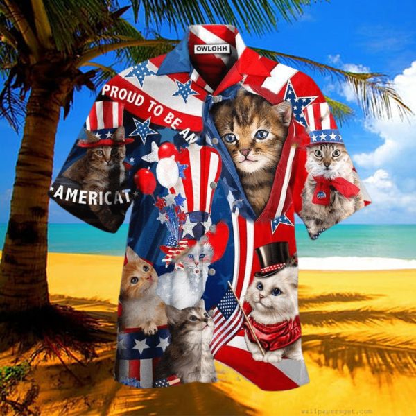 America Proud To Be An Cat Hawaiian Shirt