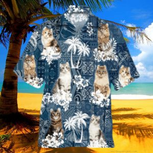 American Curl Green Tropical Hawaiian Shirt For Men Cat Hawaiian Shirt