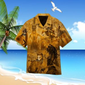 Ancient Egyptian Cat Hot Fashion 3D Hawaiian Shirt