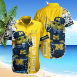 Baby Yoda Star Wars Michigan Wolverines Hawaiian Shirt, Aloha Shirt, Hawaiian Shirt