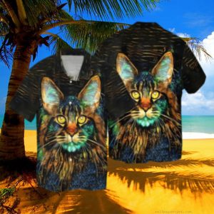 Beautiful Cat 3D Full Printed Hawaiian Shirt, Cat Hawaiian Shirts, Hawaiian Shirt