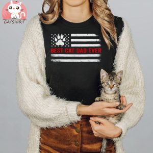 Best Cat Dad Ever American Flag Shirt