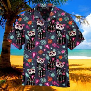 Black Cat Day Of The Dead, Cat Hawaiian Shirt