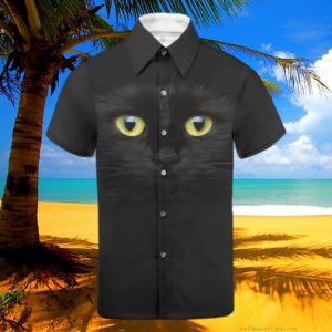 Black Cat Face 3D Hawaiian Hawaii Shirt