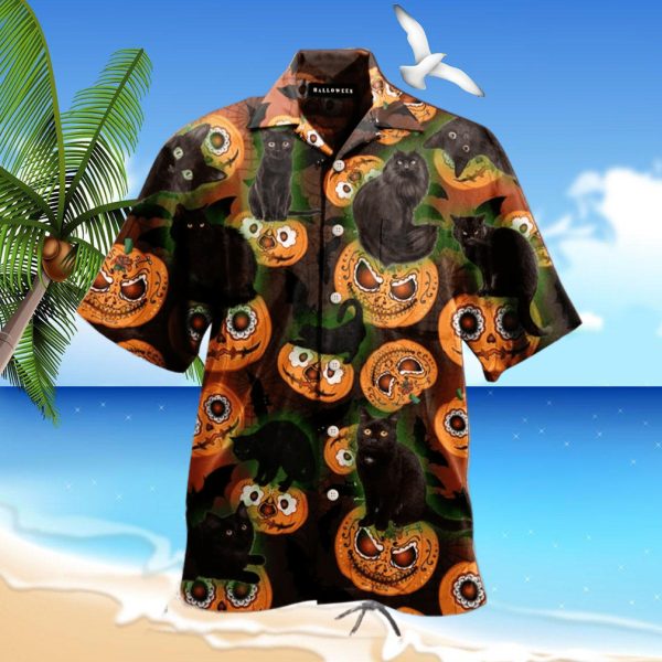 Black Cat Halloween Trending Hawaiian Shirt