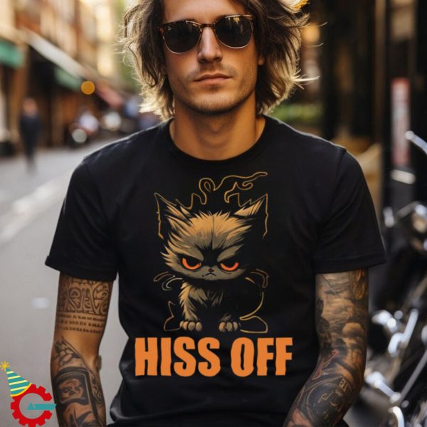 Black Cat Hiss Off For Men Meow Cat Gift T shirt