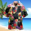 Black Cat Love Flowers Colorfull Hawaiian Shirt