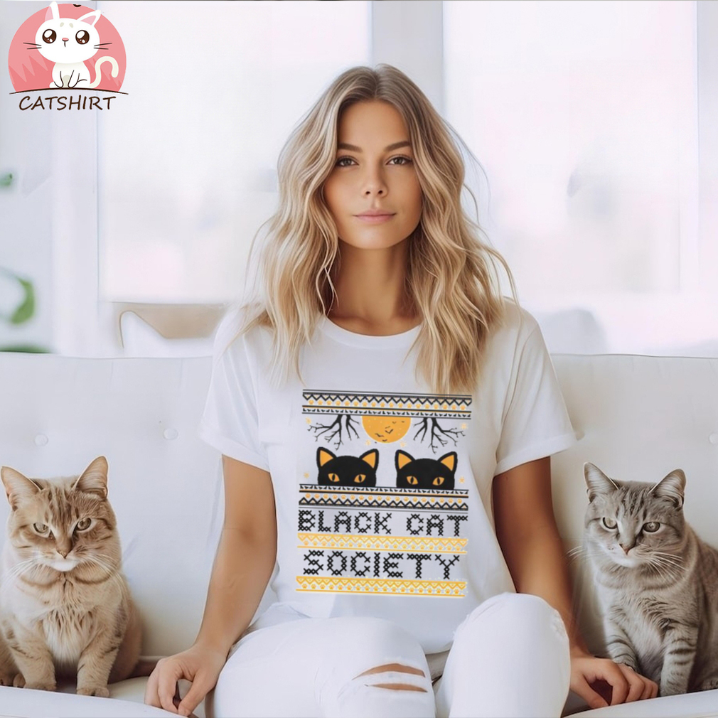 Black Cat Society Halloween Ugly Sweater TShirt