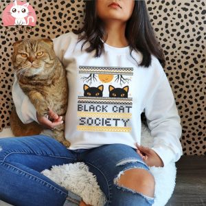 Black Cat Society Halloween Ugly Sweater TShirt