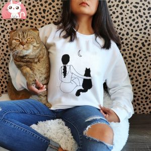 Cartoon Cat Fashion Aesthetic Animal Short Sleeve Print Female Shirt