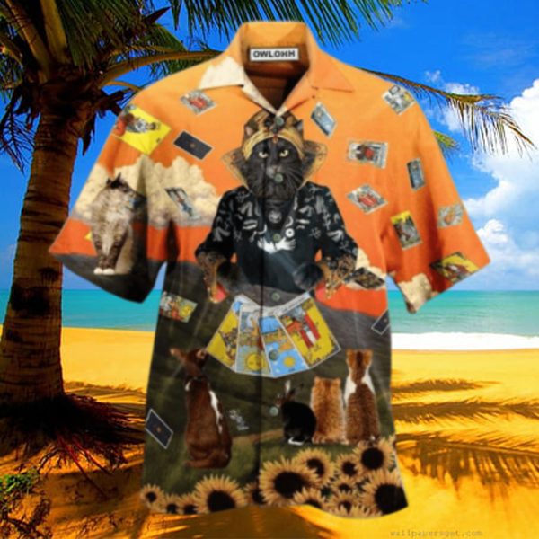 Cat And Tarot Style Hawaiian Shirt