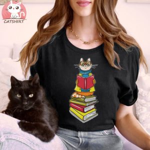 Cat Book Lover Kids T Shirt, Book Lover Shirt