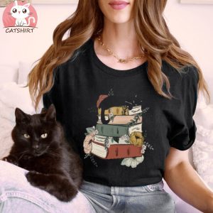 Cat Book Shirt, Books and Cats T Shirt, Reading Shirt, Cat Lover, Gift for Cat Lover, Gift for Book Lovers, Book, Bookish Shirts