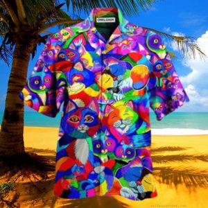 Cat Colorful Rainbow Hawaiian Shirt