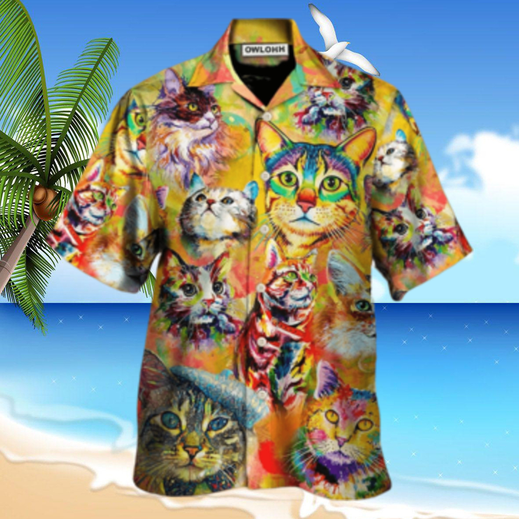 Cat Funny Lover Cat Colorful Painting Art Style Hawaiian Shirt