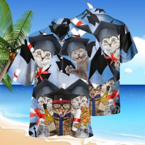 Cat Graduation Cute Cat Hawaiian Shirt