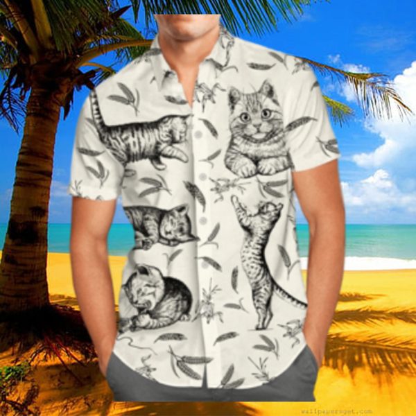Cat Hawaiian Shirt Cat Hawaiian Men Short Sleeve Hawaiian Aloha Shirt