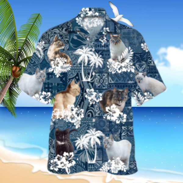 Cat Hawaiian Shirt For Summer Day, 3D Full Print Hawaii Cat Shirts, Cat Aloha Beach Shirt