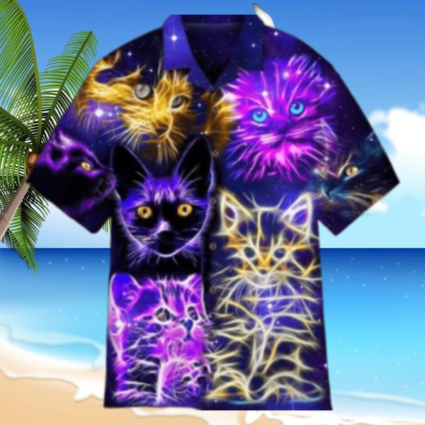Cat Hawaiian Shirt Neon Cat Hawaiian Shirt