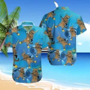 Cat Hawaiian Shirt – Funny Cat Diving Blue Ocean Hawaiian Shirt