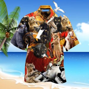 Cat Keep Your Vibes Cats Love Music Hawaiian Shirt