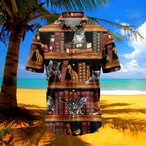 Cat Love Books Hawaiian Shirt