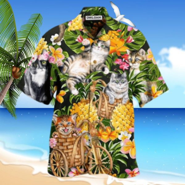 Cat Lovely And Flowers Garden Hawaiian Shirt