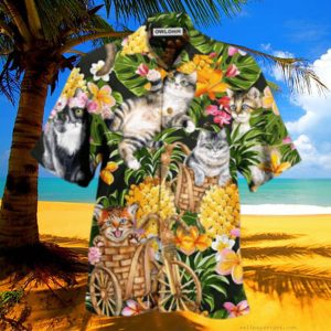 Cat Lovely And Flowers Garden Hawaiian Shirt