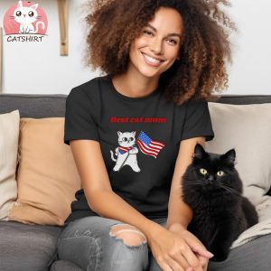 Cat Mom USA Flag Firework Shirt