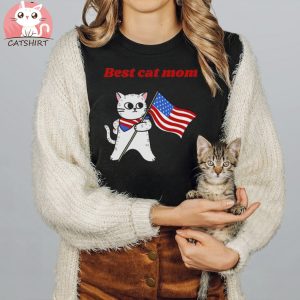 Cat Mom USA Flag Firework Shirt