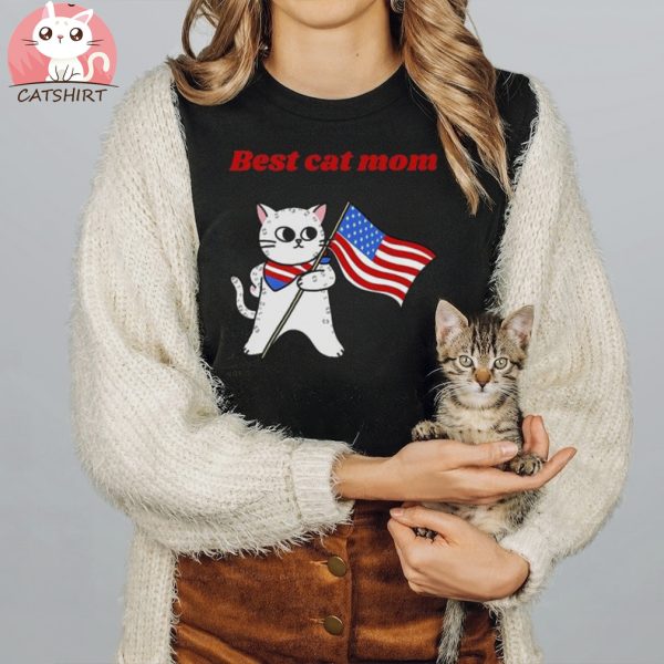 Cat Mom USA Flag Firework Shirt