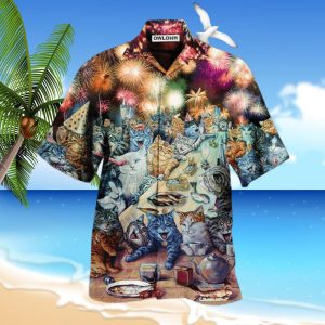 Cat New Years Party Of The Cats Hawaiian Shirt