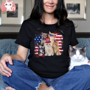 Cat Patriotic USA Cat Lovers Cat Moms T Shirt