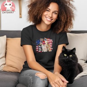 Cat Patriotic USA Cat Lovers Cat Moms T Shirt