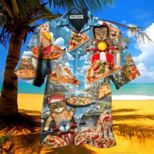 Cat Pizza Cat Funny Style Hawaiian Shirt