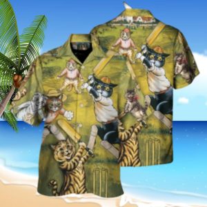 Cat Play Cricket Funny We Love Cricket Hawaiian Shirt