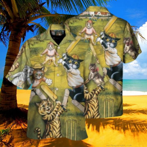 Cat Play Cricket Funny We Love Cricket Hawaiian Shirt