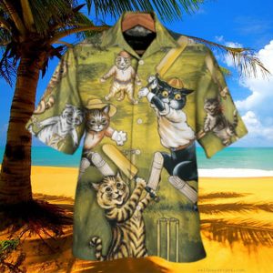 Cat Play Cricket – Funny Hawaiian Shirt