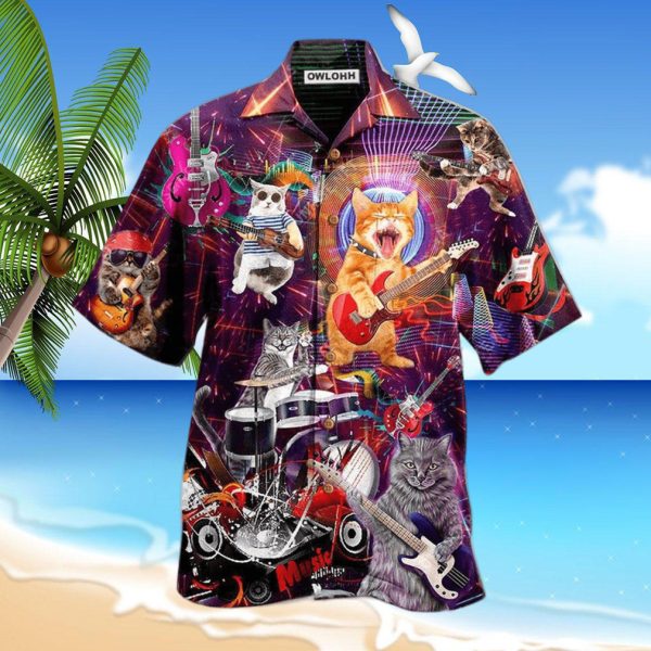 Cat Rocker Funny Style Hawaiian Shirt