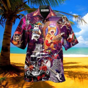 Cat Rocker Funny Style Hawaiian Shirt