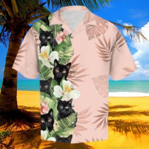 Cat Summer Aloha Button Down Short Shirt