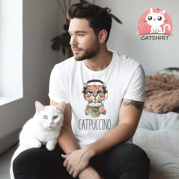 Cat T Shirt, Catpuccino T Shirt, Funny Cat T Shirt, Womens, Mens & Kids Sizing, Kitty Tee, Kitten T Shirt, I Love Cats T Shirt