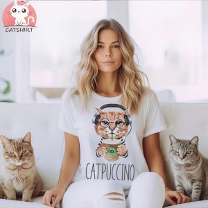 Cat T Shirt, Catpuccino T Shirt, Funny Cat T Shirt, Womens, Mens & Kids Sizing, Kitty Tee, Kitten T Shirt, I Love Cats T Shirt