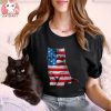 Cat T shirt for Girls Stripes and Stars Cute USA Cat Kids Tshirt