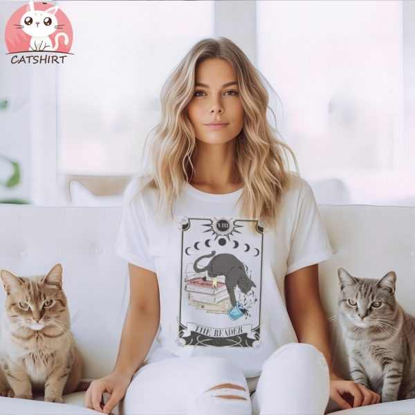 Cat Tarot Card Shirt Literature Shirt Books Shirt Book Tarot Clothing Women Librarian Gifts Reader Tarot Shirt