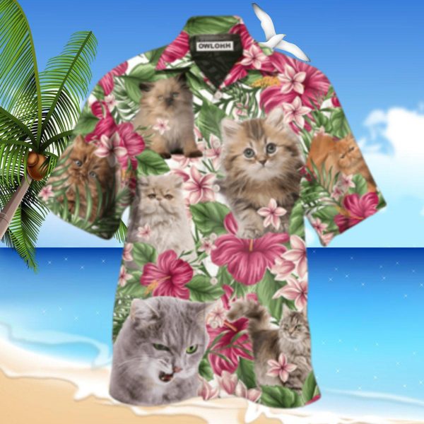 Cat Tropical Floral Persisan Cat Hawaiian Shirt